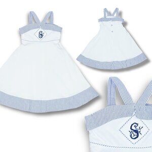 NWT Beaux et Belles Girl Monogram S Embroidered Smocked Twirl Dress 4T / 4